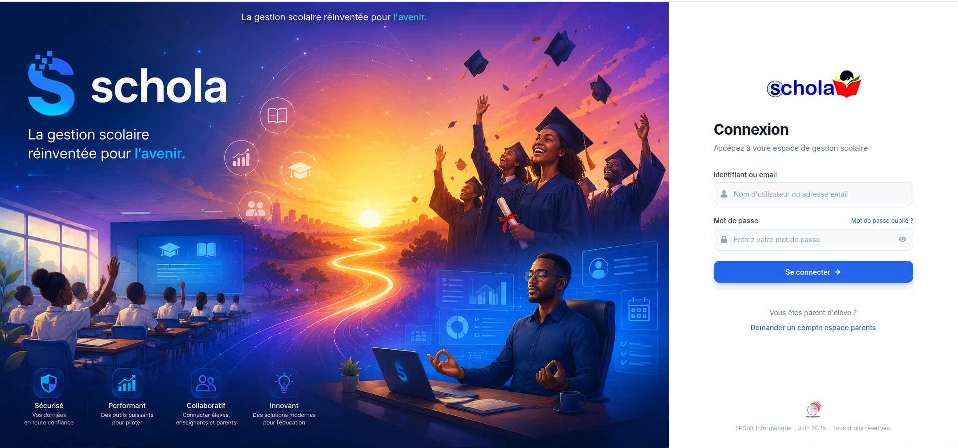 Écran de connexion Schola